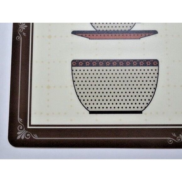 Paula Deen Coffee Cups Placemats PVC Foam Spoon Bowls Kitchen 2-Pc Brown Cream - Picture 4 of 5